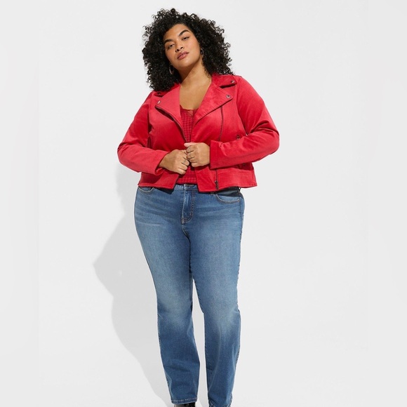 Stunning Jester Red Velveteen Moto Jacket - Size 12/14 - Picture 2 of 8